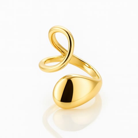 ⁨Pierścionek stal chirurgiczna platerowana 14k złotem, regulowany PST987⁩ w sklepie Wasserman.eu