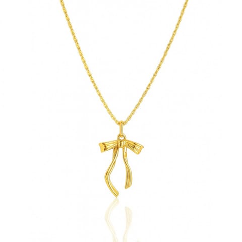 ⁨Naszyjnik stal szlachetna pozłacana 14k złotem, Kokardka NST2215⁩ w sklepie Wasserman.eu