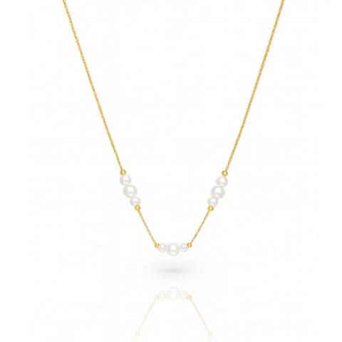 ⁨Naszyjnik stal szlachetna pozłacana 14k złotem, Perełki NST2216⁩ w sklepie Wasserman.eu