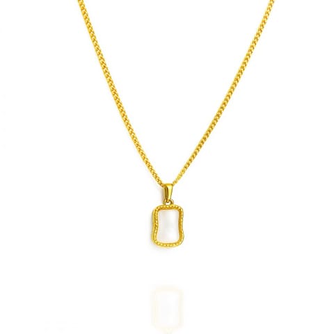 ⁨Naszyjnik stal szlachetna pozłacana 14k złotem, Biały Wisiorek Prostokąt NST2218⁩ w sklepie Wasserman.eu