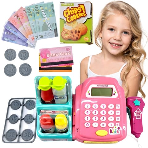 ⁨WOOPIE Kasa Sklepowa z Półką i Akcesoriami Różowa⁩ w sklepie Wasserman.eu