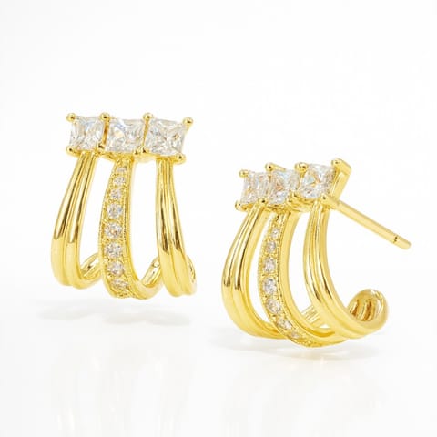 ⁨Kolczyki ze stali szlachetnej pozłacane 14k złotem KST3516⁩ w sklepie Wasserman.eu