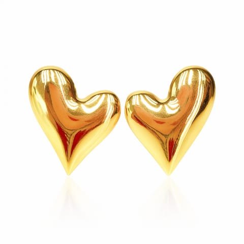 ⁨Kolczyki ze stali szlachetnej pozłacane 14k złotem Serca KST3456⁩ w sklepie Wasserman.eu
