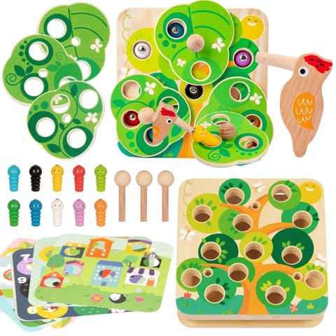 ⁨TOOKY TOY Drewniana Gra Zręcznościowa 2w1 Wyciągnij Robaczki dla Dzieci⁩ w sklepie Wasserman.eu