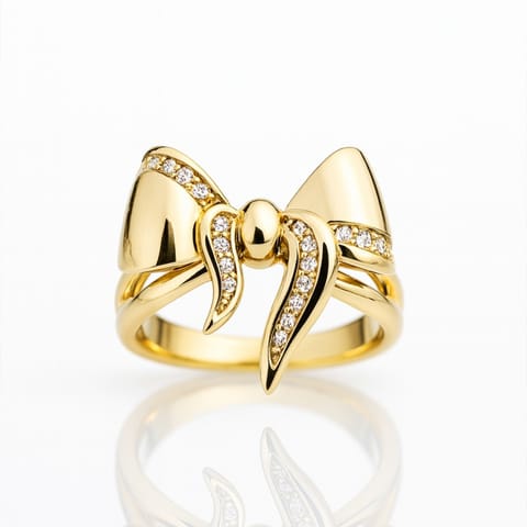 ⁨Pierścionek stal chirurgiczna platerowana 14k złotem, Kokardka PST984, Rozmiar pierścionków: US7 EU14⁩ w sklepie Wasserman.eu