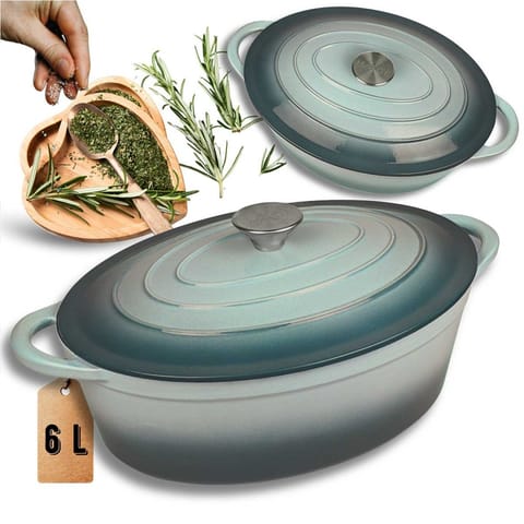 ⁨EMALIOWANA BRYTFANNA ŻELIWNA GĘSIARKA 6L HAGE MIĘTOWA⁩ w sklepie Wasserman.eu