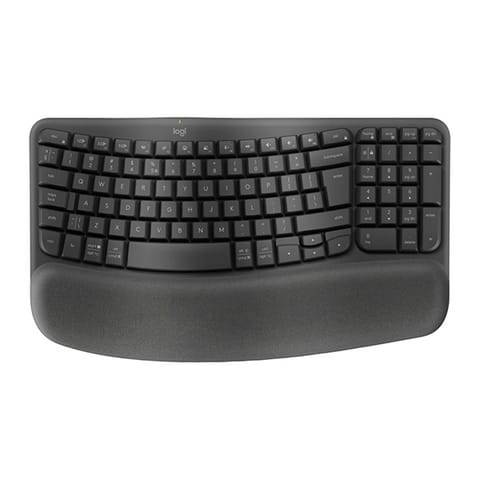 ⁨Logitech WAVE KEYS Klawiatura ergonomiczna bezprzewodowa US, czarna⁩ w sklepie Wasserman.eu