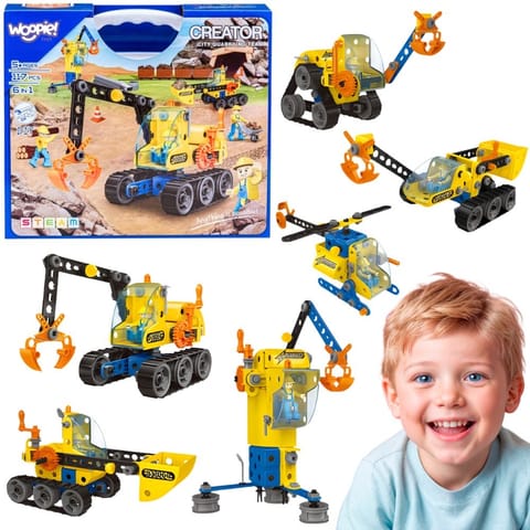 ⁨WOOPIE Klocki Konstrukcyjne Zbuduj Pojazdy Budowlane 6 Modeli STEAM⁩ w sklepie Wasserman.eu
