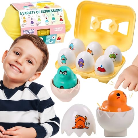 ⁨WOOPIE Układanka Sorter Montessori Dopasuj Kształty Zabawne Kurczaczki Jajka 6szt⁩ w sklepie Wasserman.eu