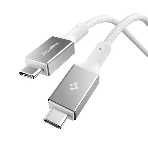 ⁨Spigen EB10010CC Essential - Kabel USB-C do USB-C PD 100W 1m (Biały)⁩ w sklepie Wasserman.eu