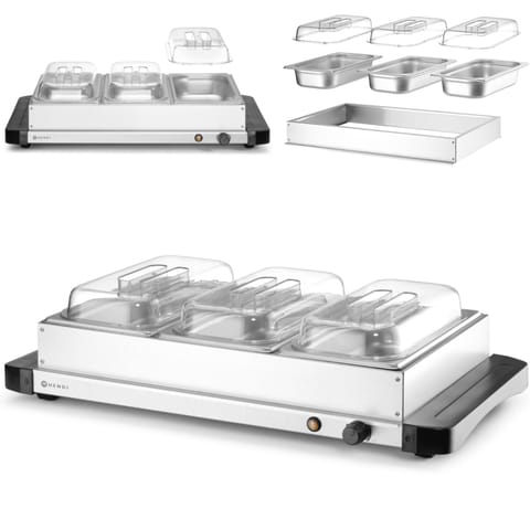 ⁨Podgrzewacz elektryczny płyta grzewcza do potraw 3x GN 1/3 400 W⁩ w sklepie Wasserman.eu