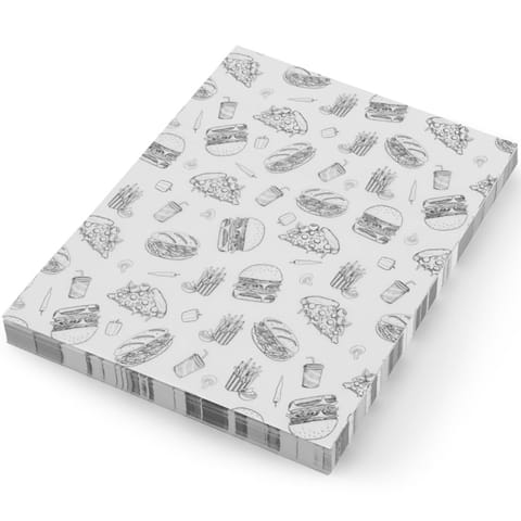 ⁨Papier pergaminowy do przekąsek frytek 20x25 cm wzór fast food - 500 szt.⁩ w sklepie Wasserman.eu