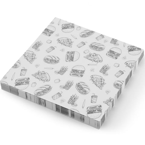 ⁨Papier pergaminowy do przekąsek frytek 30.5x30.5 cm wzór fast food - 500 szt.⁩ w sklepie Wasserman.eu