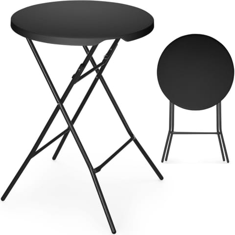 ⁨Stolik koktajlowy barowy cateringowy składany śr. 80x110 cm - czarny⁩ w sklepie Wasserman.eu