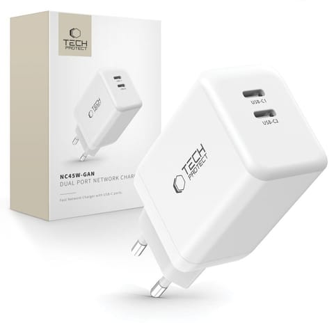 ⁨Ładowarka sieciowa NC45W-GAN 2x USB-C 45W - biała⁩ w sklepie Wasserman.eu