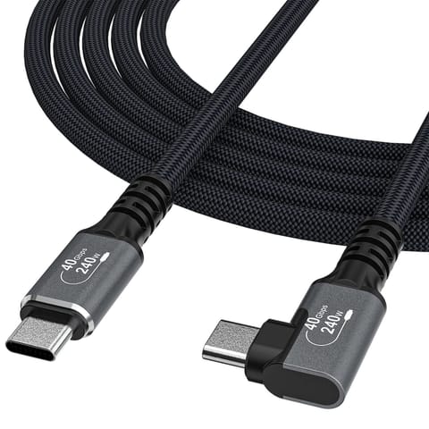 ⁨Kabel przewód kątowy Thunderbolt 4 USB-C 240W 4K 1m - czarny⁩ w sklepie Wasserman.eu