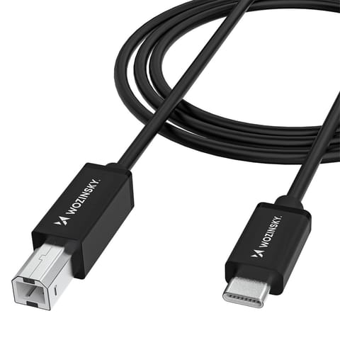⁨Kabel przewód do skanera drukarki USB-B - USB-C 2m - czarny⁩ w sklepie Wasserman.eu