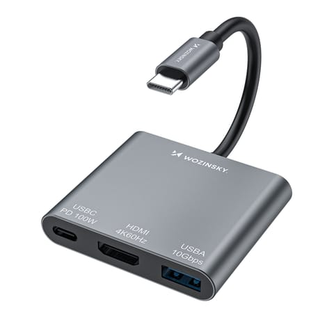 ⁨Hub rozdzielacz USB-C na USB-C USB-A HDMI PD 10 Gb/s 4K - szary⁩ w sklepie Wasserman.eu