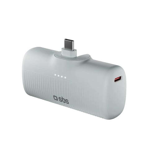 ⁨Powerbank EcoPower 5000 mAh 10W z wbudowanym portem USB-C - szary⁩ w sklepie Wasserman.eu