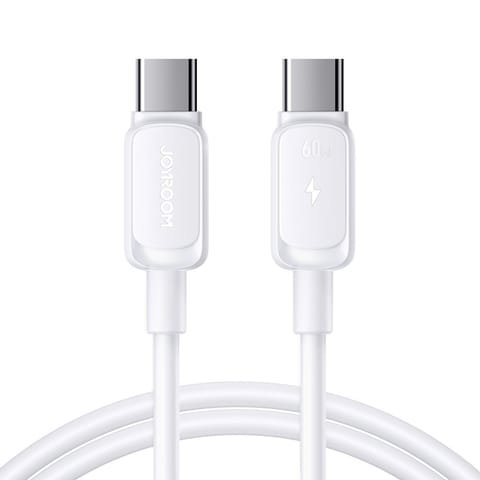 ⁨Kabel przewód do ładowania transmisji danych USB-C 60W 1.2m - biały⁩ w sklepie Wasserman.eu