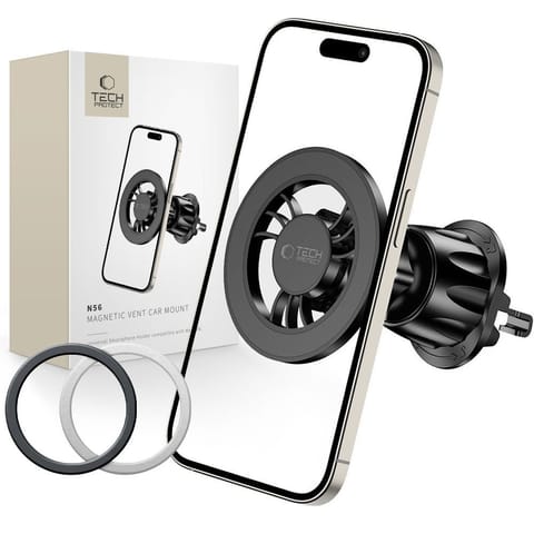 ⁨Uchwyt samochodowy magnetyczny do smartfona na kratkę MagSafe N56- czarny⁩ w sklepie Wasserman.eu