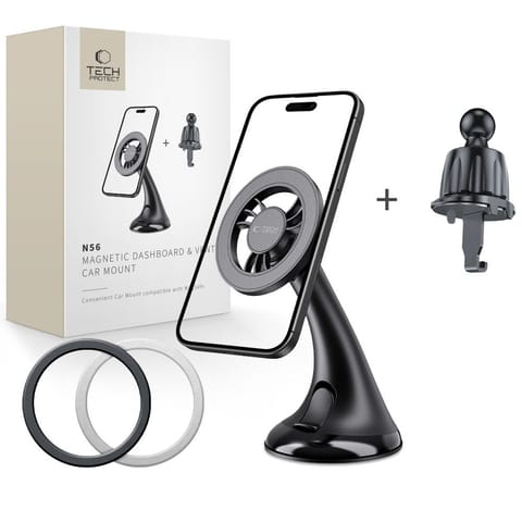 ⁨Uchwyt samochodowy N56 do smartfona na deskę szybę kratkę - czarny⁩ w sklepie Wasserman.eu