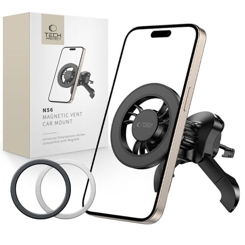 ⁨Uchwyt samochodowy N56 do smartfona na kratkę MagSafe - czarny⁩ w sklepie Wasserman.eu