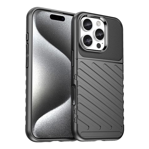 ⁨Etui silikonowy pancerny pokrowiec na iPhone 16e Thunder Case - czarny⁩ w sklepie Wasserman.eu