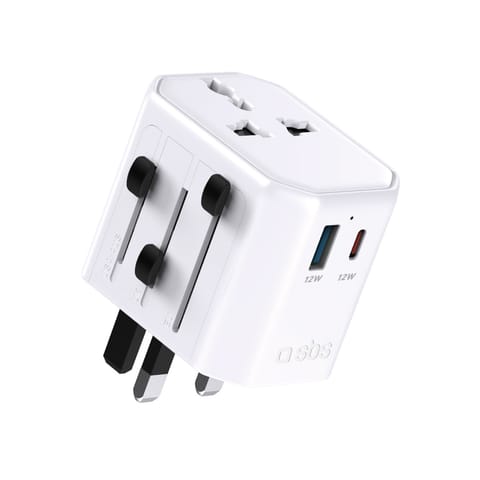 Adapter sieciowy podróżny uniwersalny USB-C USB-A EU UK US AUS - biały w sklepie Wasserman.eu