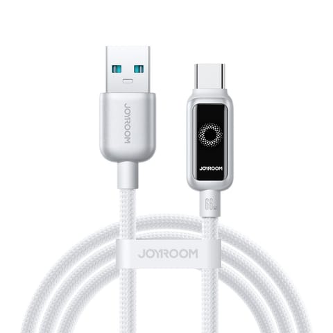 ⁨Kabel przewód w oplocie USB-A - USB-C 66W 1.2m - biały⁩ w sklepie Wasserman.eu