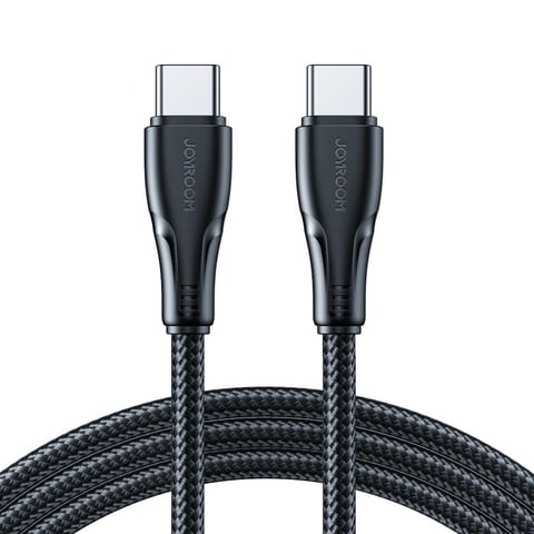 ⁨Kabel przewód w oplocie USB-C 60W 0.25m - czarny⁩ w sklepie Wasserman.eu