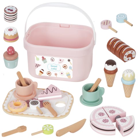 ⁨TOOKY TOY Drewniany Zestaw Małego Cukiernika Słodkości do Krojenia na Rzepy w Pudełku Cukiernia Tort Sweet Cake⁩ w sklepie Wasserman.eu