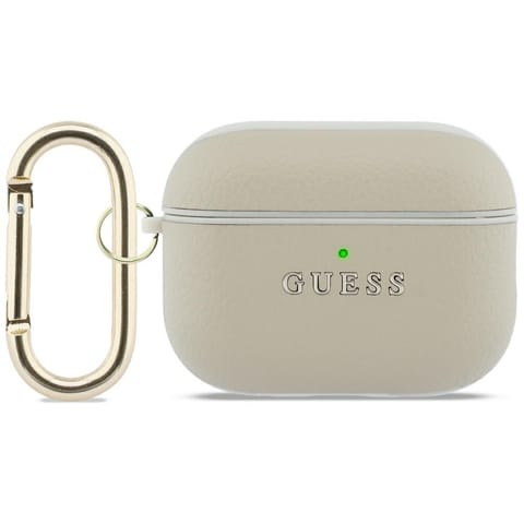 ⁨Etui Guess Grained Classic Logo Hook do  AirPods Pro 3 złoty⁩ w sklepie Wasserman.eu