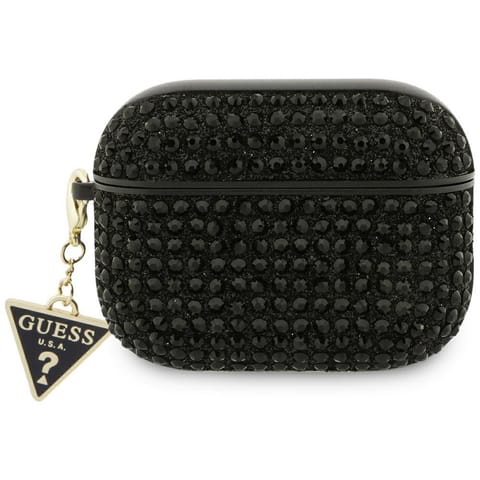 ⁨Etui Guess Rhinestone Triangle Charm do  AirPods Pro 3 czarny⁩ w sklepie Wasserman.eu