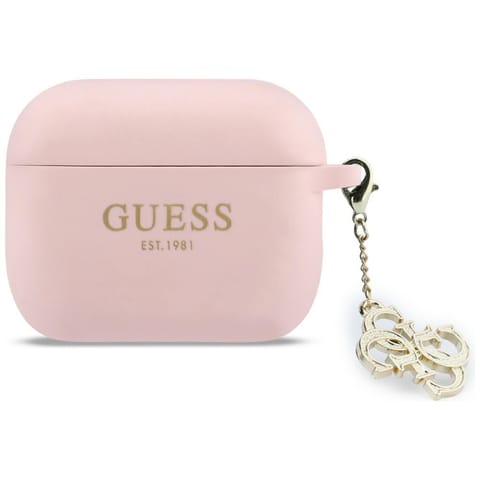 ⁨Etui Guess Silicone 4G Charm do AirPods  Pro 3 różowy⁩ w sklepie Wasserman.eu
