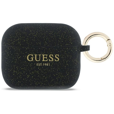 ⁨Etui Guess Silicone Glitter Ring do      AirPods Pro 3 czarny⁩ w sklepie Wasserman.eu