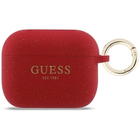 ⁨Etui Guess Silicone Glitter Ring do      AirPods Pro 3 fuksja⁩ w sklepie Wasserman.eu