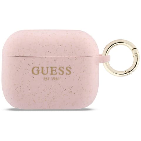 ⁨Etui Guess Silicone Glitter Ring do      AirPods Pro 3 różowy⁩ w sklepie Wasserman.eu