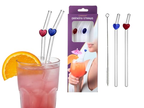 ⁨Kpl. 2 szklanych słomek z ozdobną dekoracją i czyścikiem.⁩ w sklepie Wasserman.eu