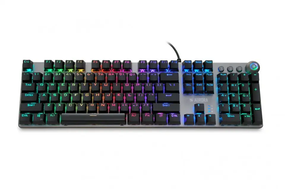 ⁨Klawiatura mechaniczna IBOX AURORA K-4 RGB IKGMK4 (USB; (US); kolor czarny)⁩ w sklepie Wasserman.eu