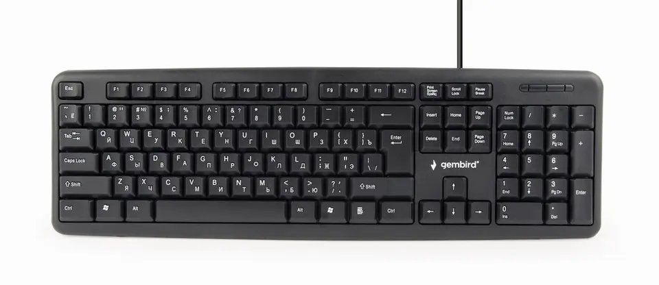 ⁨Gembird KB-U-103-RU keyboard USB QWERTY English, Russian Black⁩ at Wasserman.eu