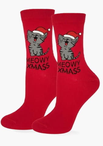 ⁨SKARPETY MARILYN DAMSKIE MEOWY CHRISTMASS (kolor czerwony, rozmiar 36-40)⁩ w sklepie Wasserman.eu