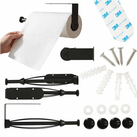 ⁨Wieszak uchwyt na ręcznik papierowy kuchenny obrotowy loft czarny⁩ w sklepie Wasserman.eu