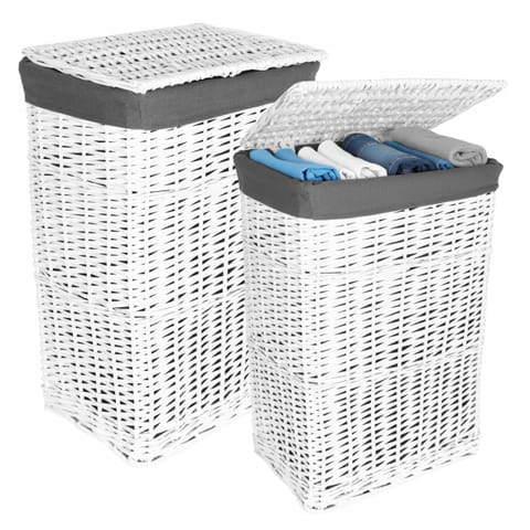 ⁨Zestaw koszy wiklinowych biało-szarych 72L I 114L⁩ w sklepie Wasserman.eu