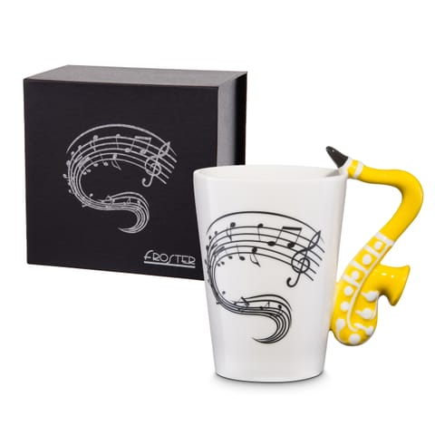 ⁨Mug Music Gift Saxophone in Box White⁩ at Wasserman.eu
