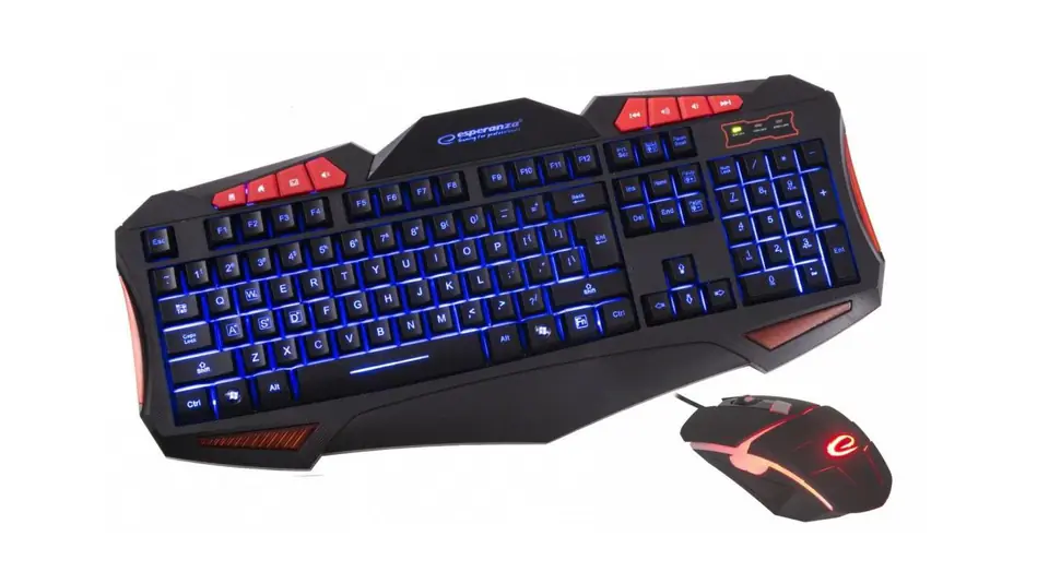 ⁨Esperanza EGK3000 keyboard + membrane mouse set (USB 2.0; black; optical)⁩ at Wasserman.eu