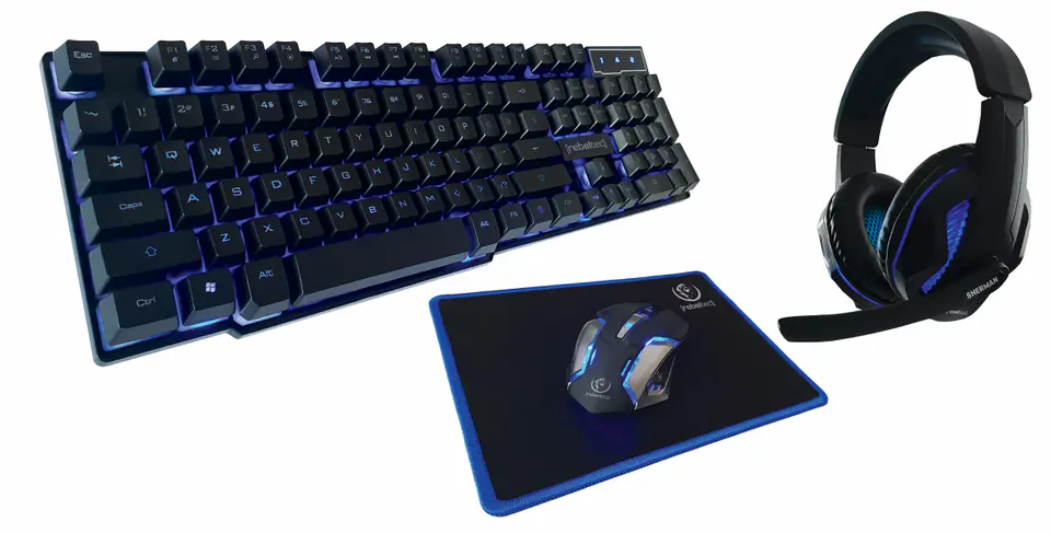 ⁨Rebeltec SHERMAN keyboard, mouse, pad, headphones for gamers combo⁩ at Wasserman.eu