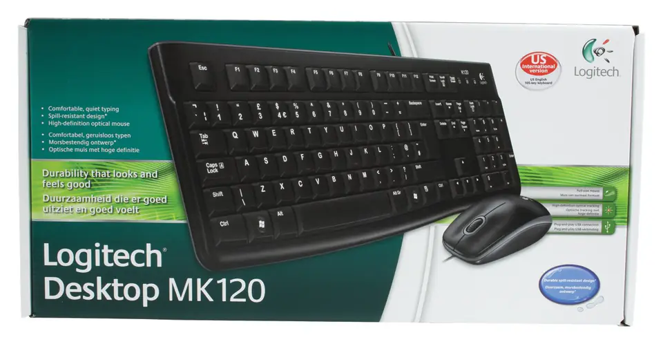 ⁨Zestaw klawiatura + mysz membranowa Logitech MK120 920-002563 (USB 2.0; (US); kolor czarny; optyczna)⁩ w sklepie Wasserman.eu