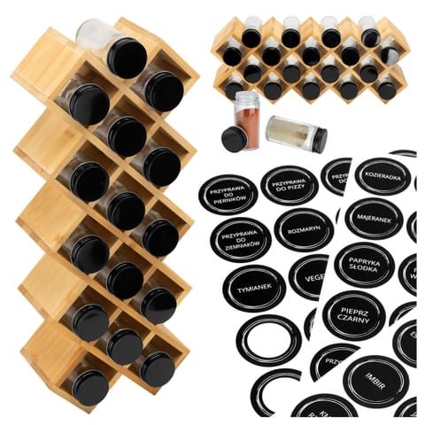 ⁨Stojak bambusowy na przyprawy KOCHEN 18 słoików⁩ w sklepie Wasserman.eu