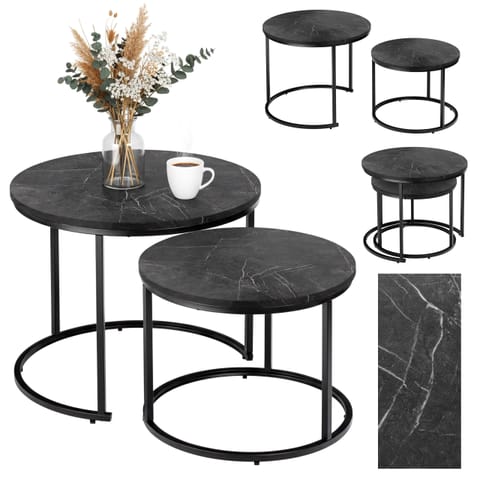 ⁨Zestaw dwóch stolików loft Galen Small Grafitowy Marmur⁩ w sklepie Wasserman.eu